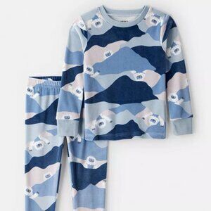 NWT Carter’s Toddler Boy Pajama Set 3T | 2-Piece Blue Camo Yeti PJs Size 3T